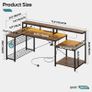 181CM L Shaped Corner Desk with Power Outlets LED Lights Gaming Desk with Long Monitor Stand Large Computer Desk with Storage Shelf Cup Holder Headset Hooks Ideal for Gaming Room Image 7