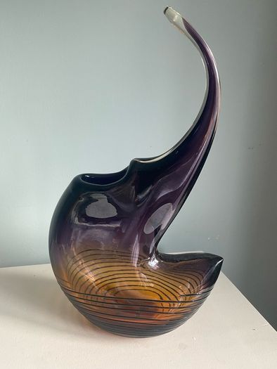 Contemporary large  15 1/4 inch heavy  studio glass vase