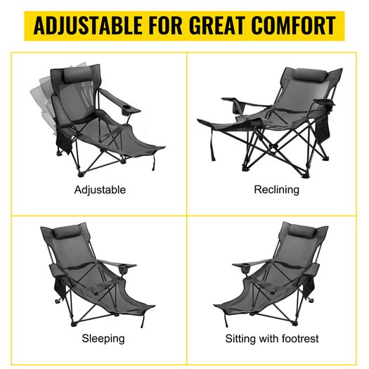 Outdoor Folding Camp Chair Backrest With Footrest Portable Bed Nap Chair For Camping Fishing Foldable Beach Lounge Chair