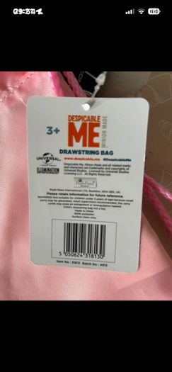 Pink Despicable Me Drawstring bag