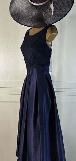Uk 10 Eliza J 2 piece Navy Midi Dress and Lace Jacket