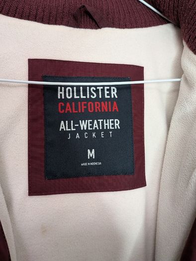 Hollister Womens Burgundy All Weather Hooded Jacket Coat Size M UK 12
