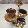 Three branch tabletop candlebra metal gold brown Image 5