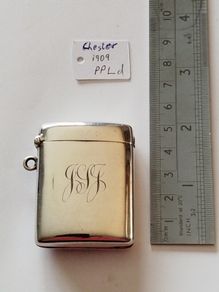 Antique Sterling Silver Vesta Case - Chester 1909 - PPLd Maker