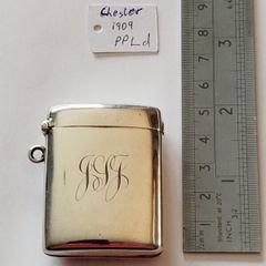 Antique Sterling Silver Vesta Case - Chester 1909 - PPLd Maker