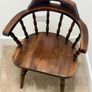 Vintage Dark Wood Captains Armchair / Smokers Desk Chair - Turned Spindle Back Image 3
