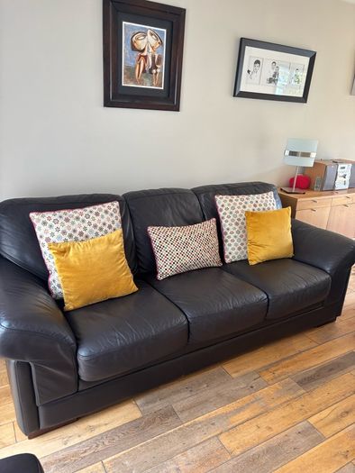 Leather Couch 3 seater 2 seater and footstool