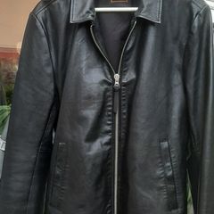 Superdry Mens black genuine leather biker jacket