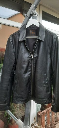 Superdry Mens black genuine leather biker jacket
