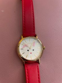 Furla red strap bunny face wrist watch