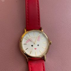 Furla red strap bunny face wrist watch