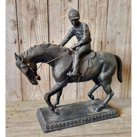 Horse and Jockey Statue Cast Iron H252