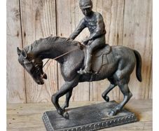 Horse and Jockey Statue Cast Iron H252