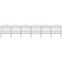 Garden Fence with Spear Top Steel (1.5-1.75)x10.2 m Black