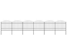 Garden Fence with Spear Top Steel (1.75-2)x10.2 m Black
