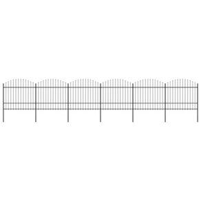 Garden Fence with Spear Top Steel (1.75-2)x10.2 m Black