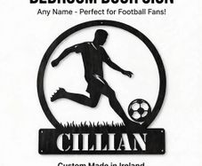 Personalised Football Bedroom Door Sign - Custom Name Football Door Plaque - Wooden Football Sign - Boys & Girls Bedroom Decor Ireland