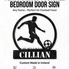 Personalised Football Bedroom Door Sign - Custom Name Football Door Plaque - Wooden Football Sign - Boys & Girls Bedroom Decor Ireland