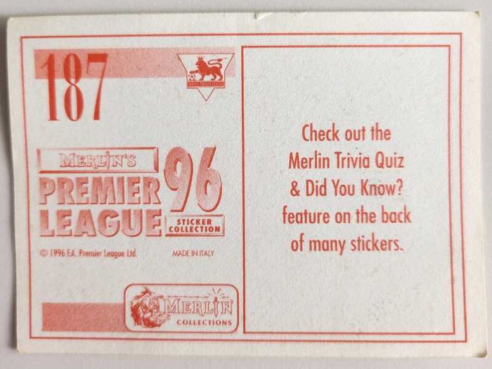 '96 Premier League - Merlin stickers