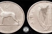 [#407] - Ireland 1967 | 6 Pence | Wolfhound | KM.13a | aUNC