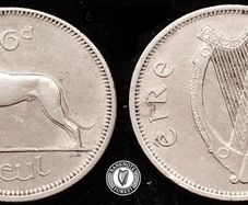[#407] - Ireland 1967 | 6 Pence | Wolfhound | KM.13a | aUNC