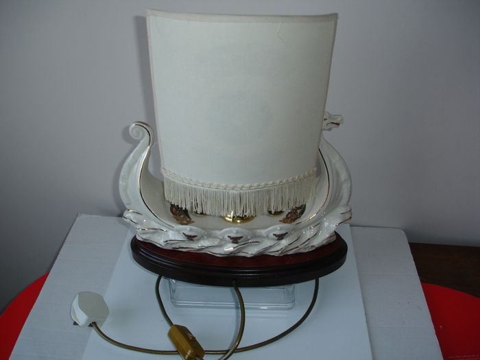 CRE Irish Porcelain Hand Made Viking Ship Table Lamp in Galway