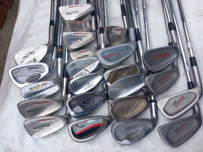 A Selection Of Golf Clubs.  All Left Handed Clubs