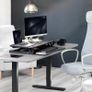 Standing 81 cm Desk Converter, Height Adjustable Riser, Sit to Stand Dual Monitor and Laptop Workstation with Wide Keyboard Tray, Black, DESK-V000K Image 7