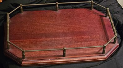 Antique mahogany drinks tray with brass gallery