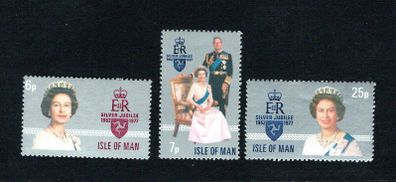 1977 Isle of Man Silver Jubilee of H.M Queen Elizabeth II 1952-1977 Commemorative Stamps Mint Never Hinged (MNH)