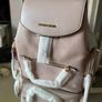 Brand New Michael Kors Jet Set Medium Backpack Light Pink Leather with Gold Chain Image 2