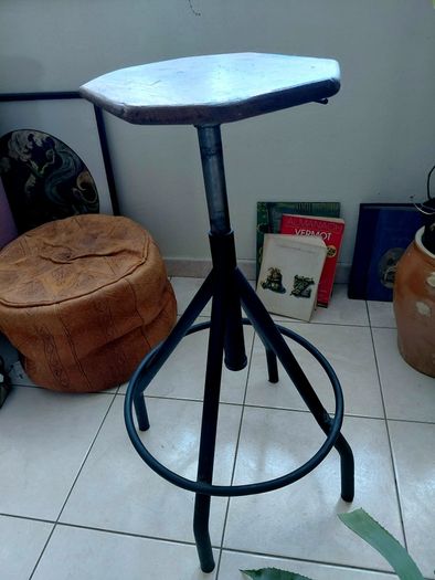 vintage work stool height adjustable