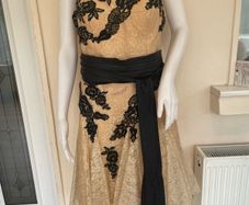 Nude/Gold & Black Lace dress