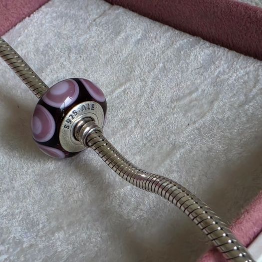 Pandora purple stepping stones murano glass charm very good condition hallmarked