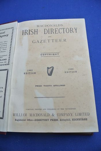 The 1962 Edition of MacDonald's Irish Directory and Gazetteer