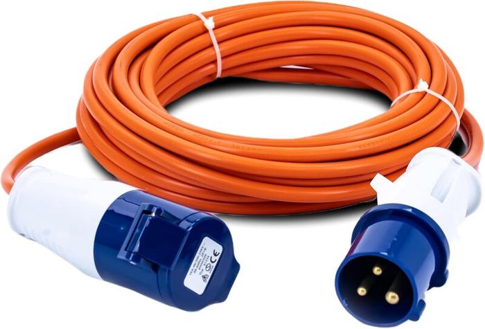 10M Extension Lead, 16A/230V, 1.5mm Orange Cable, IP44 Weatherproof