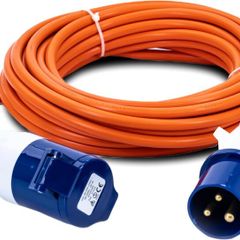 10M Extension Lead, 16A/230V, 1.5mm Orange Cable, IP44 Weatherproof