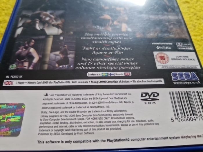 Tenchu Fatal Shadows PlayStation2 Ps2 games Original