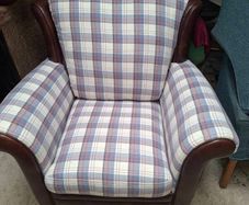 Vintage leather chair with Upholstered fabric twist