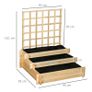 3 Tier Garden Planters with Trellis for Vine Climbing, Wooden Raised Beds, 95x95x110cm, Natural Tone Image 4