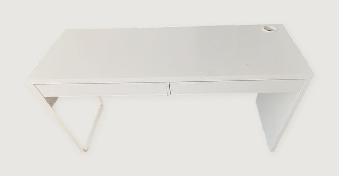 IKEA MICKE desk, white, 142x50 cm, 2 drawers