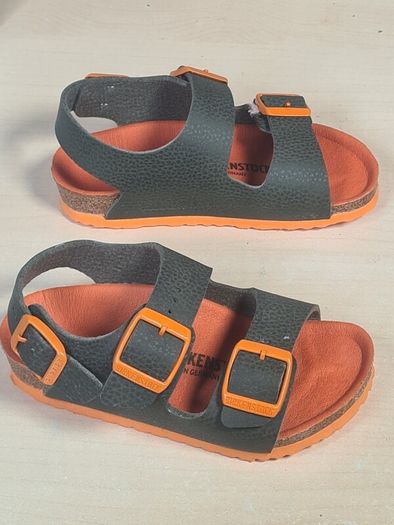 Birkenstock Milano Kids Sandals Desert Soil Green And Orange Size Uk 8.5 Eu 26 Brand New Boxed