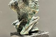 Monarch Of The Plains - Patinated Bronze, Marble, Signed