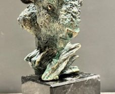 Monarch Of The Plains - Patinated Bronze, Marble, Signed