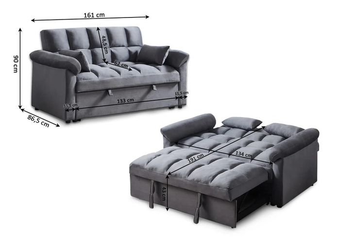 Pull Out Double Sofa Bed,tokyo Black