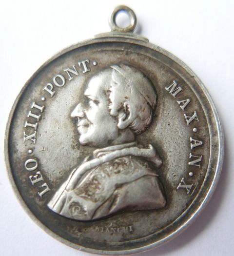 Antique 1888 Papal States Sterling Silver Medal. Pope Leo XIII. 50th Episcopal Preisthood. 11,1g