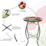 FREE P&P | Outdoor Side Table - Small Mosaic Patio Table, Poppy 14 Inch Accent Round Side Table Glass Plant Stand for Garden Patio Living Room Image 2