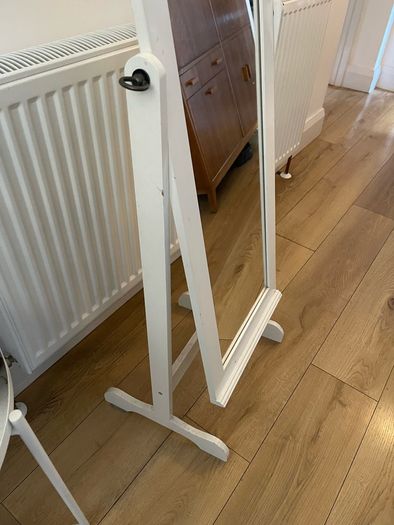 White Wooden Cheval Mirror Freestanding Full-Length Tilting Mirror