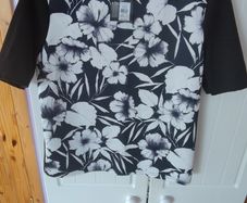 Black and White Flower T-Shirt Brand New