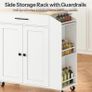 Kitchen Island with Folding Countertop, Kitchen Storage on Wheels White and Natural, Kitchen Island on Wheels, Storage Cabinet with Adjustable Shelf and Towel Rack for Kitchen and Dining Room Image 5